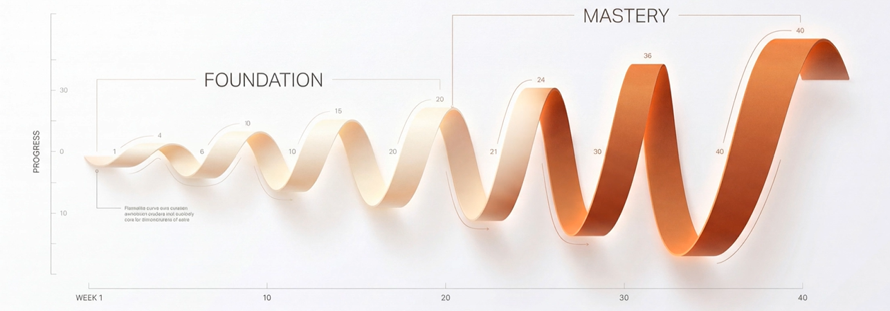 Foundation to Mastery progression across 40 weeks