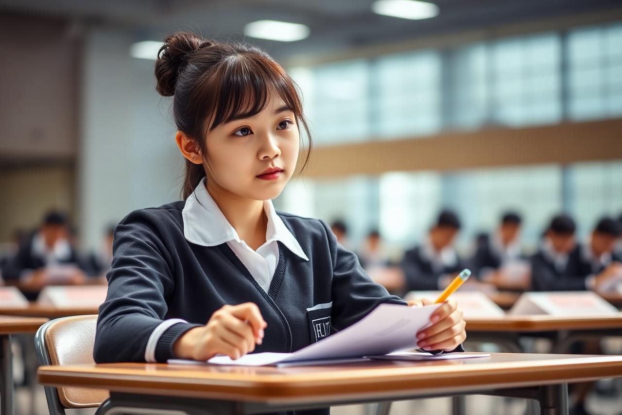 Student sitting an English exam